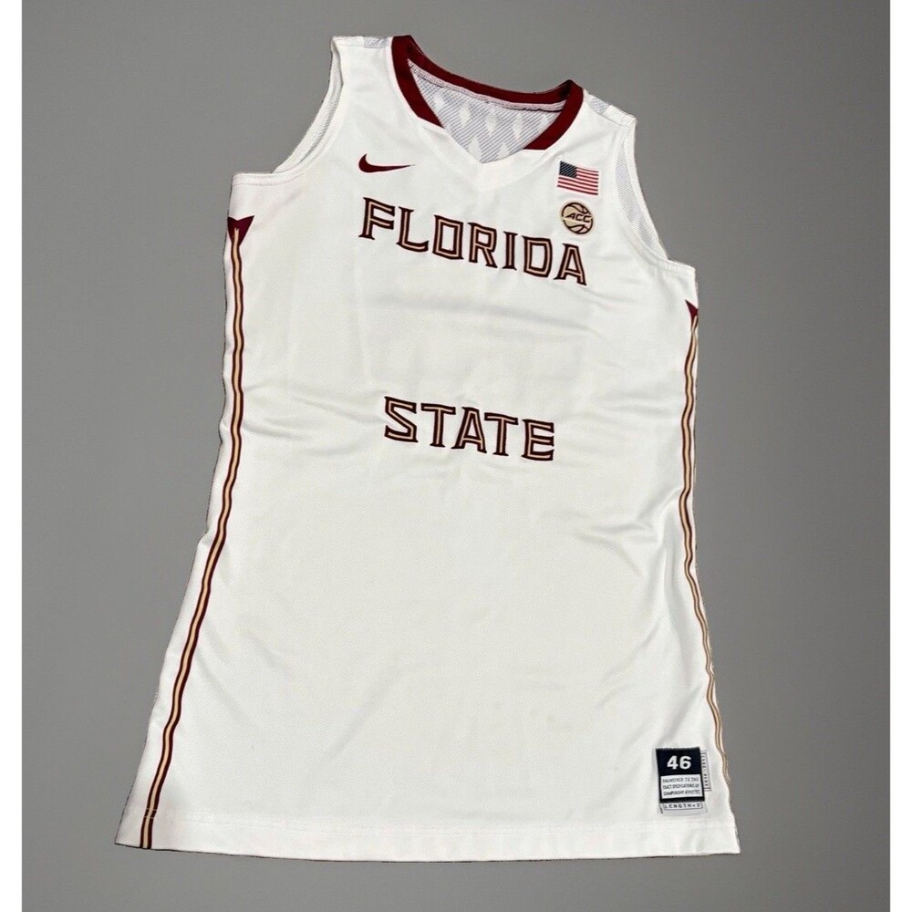 Nike Elite Florida State Basketball Jersey White 2016-17 Team Issued Blank Sz 46